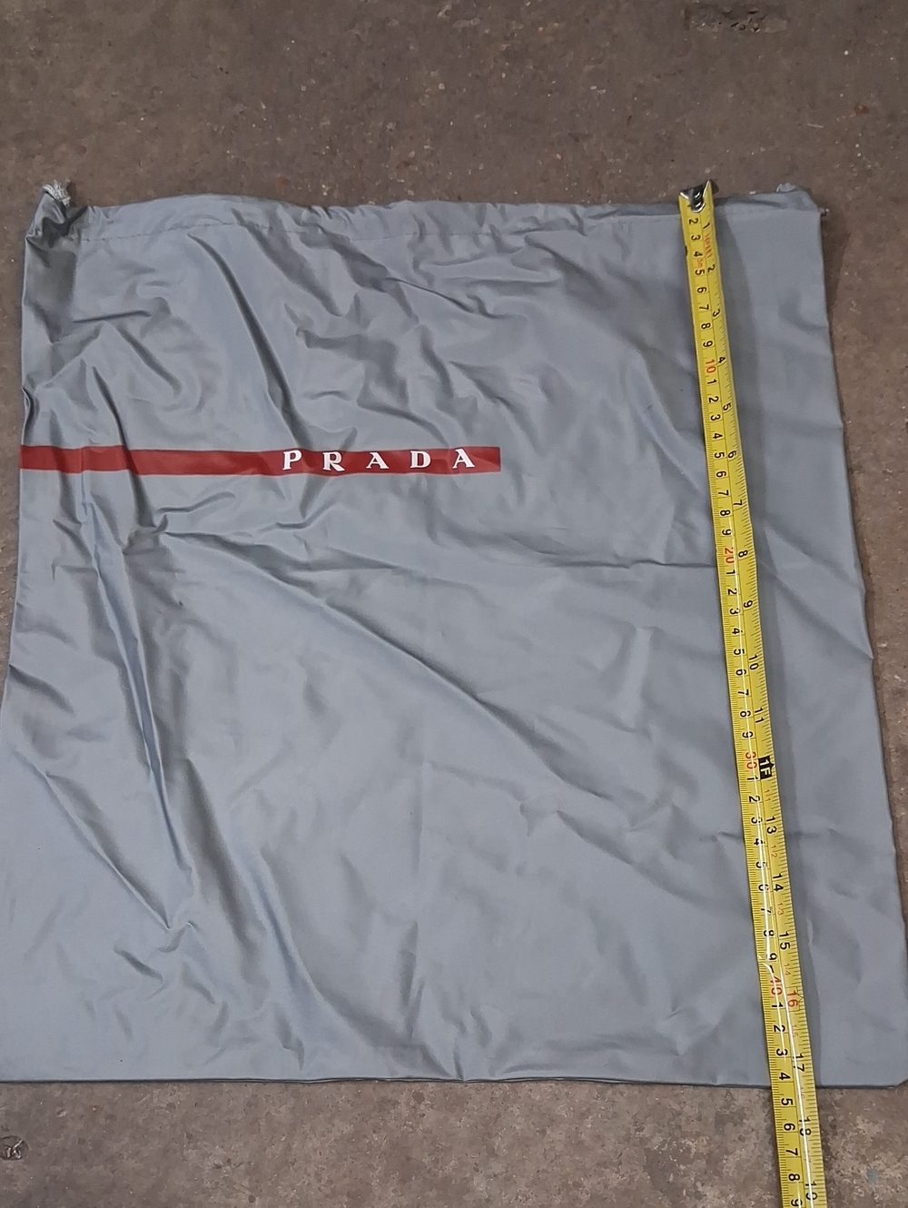 Grey Vinyl Prada Drawstring Dust Bag